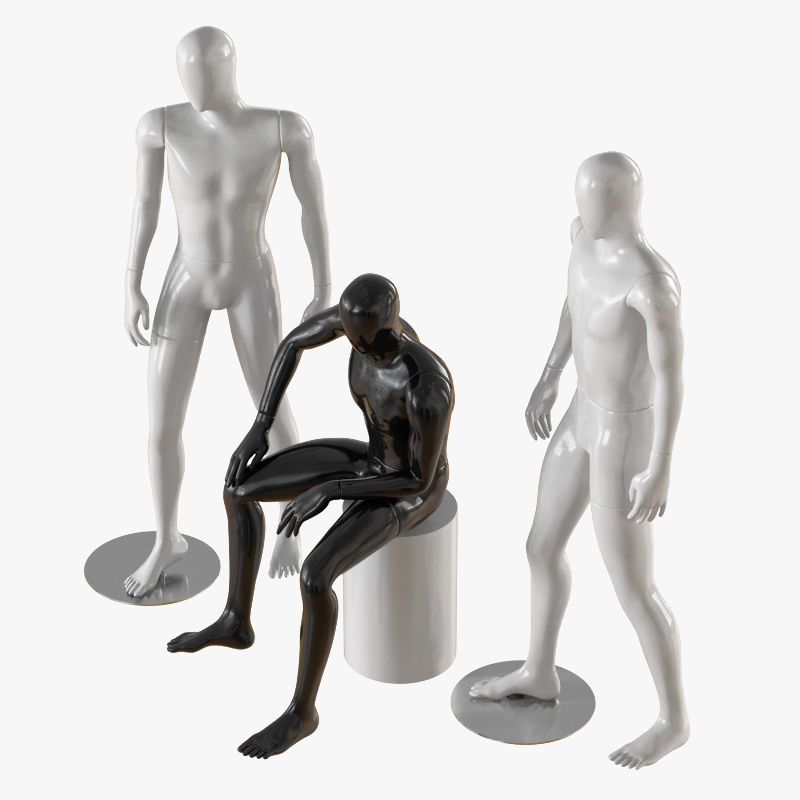Three male mannequins 21 3D model_1