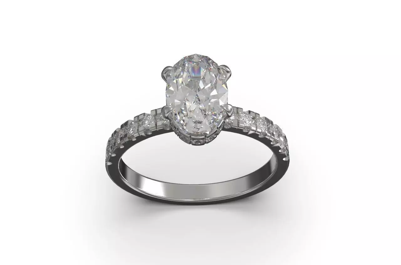 oval solitaire engagement ring 3D print model