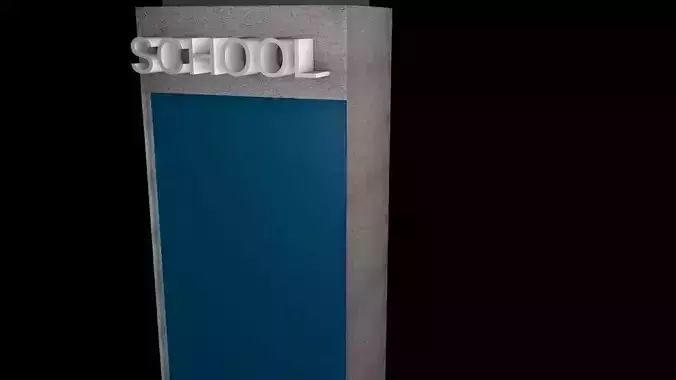 school tall building with sign 3D model