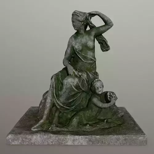 statue 2 of woman holding child Low-poly 3D model