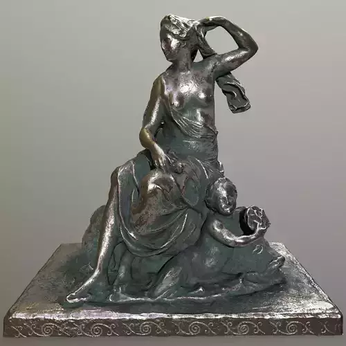 statue 3 bronze sculpture of woman on rock