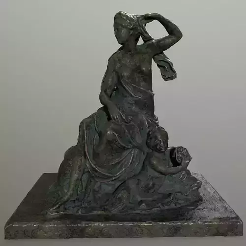 statue 4 bronze sculpture of woman on rock Low-poly 3D model