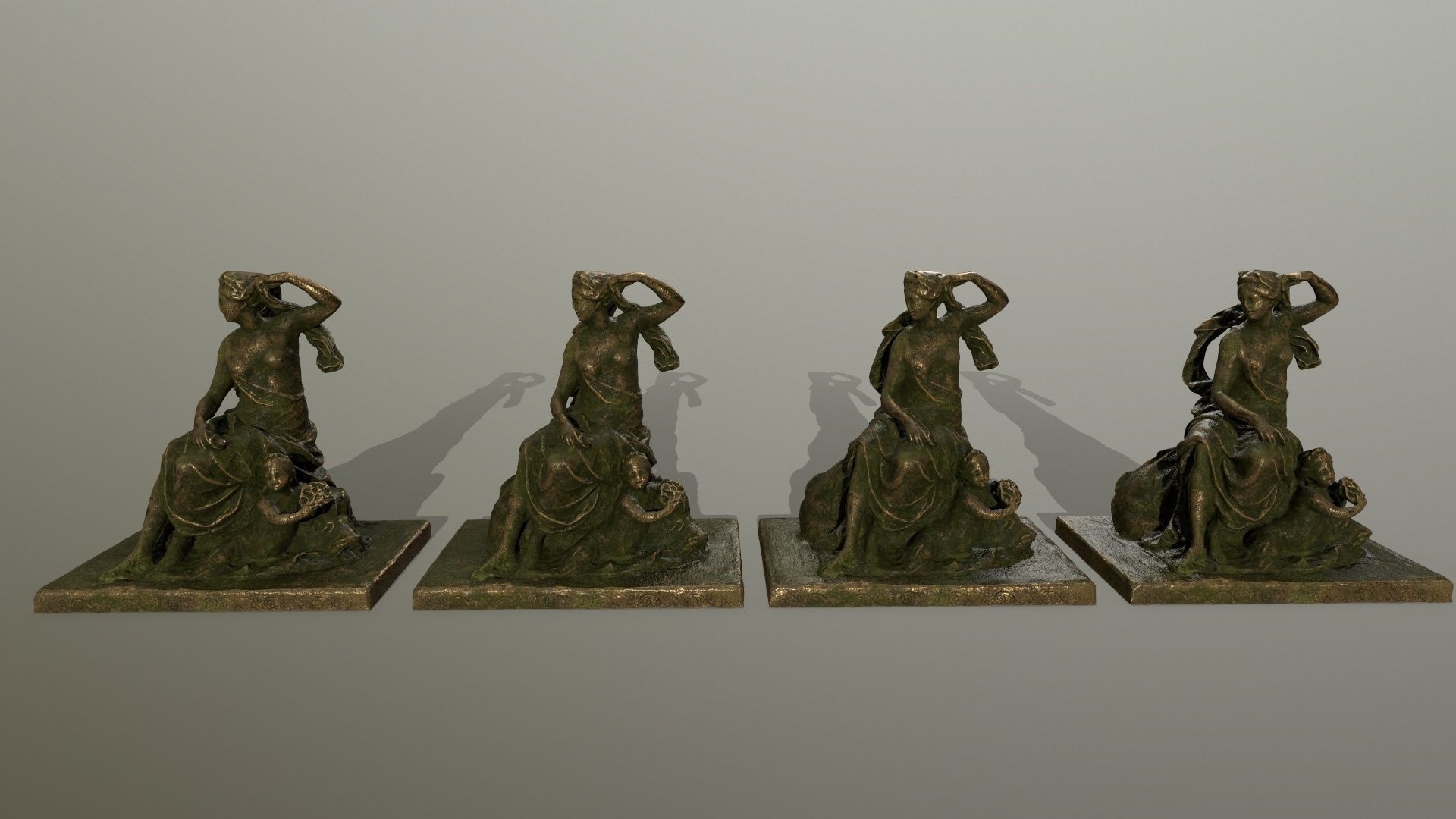 statue 5 of woman holding child Low-poly 3D model_1