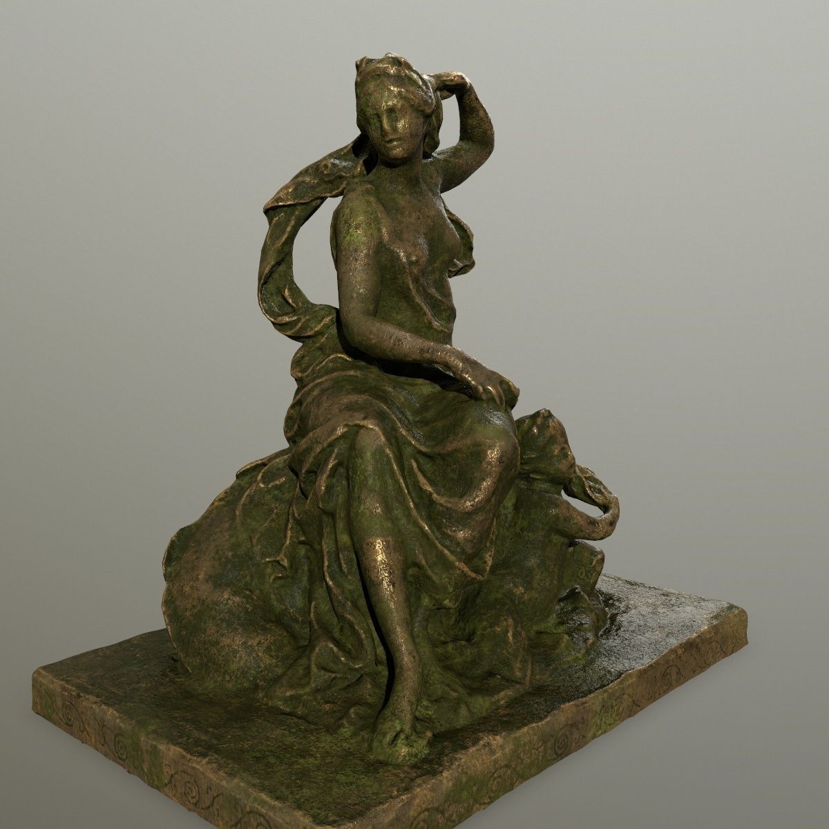 statue 5 of woman holding child Low-poly 3D model_3