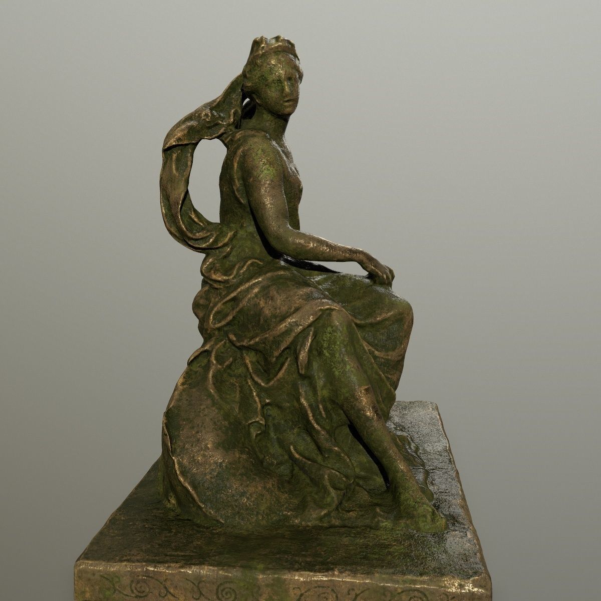 statue 5 of woman holding child Low-poly 3D model_4