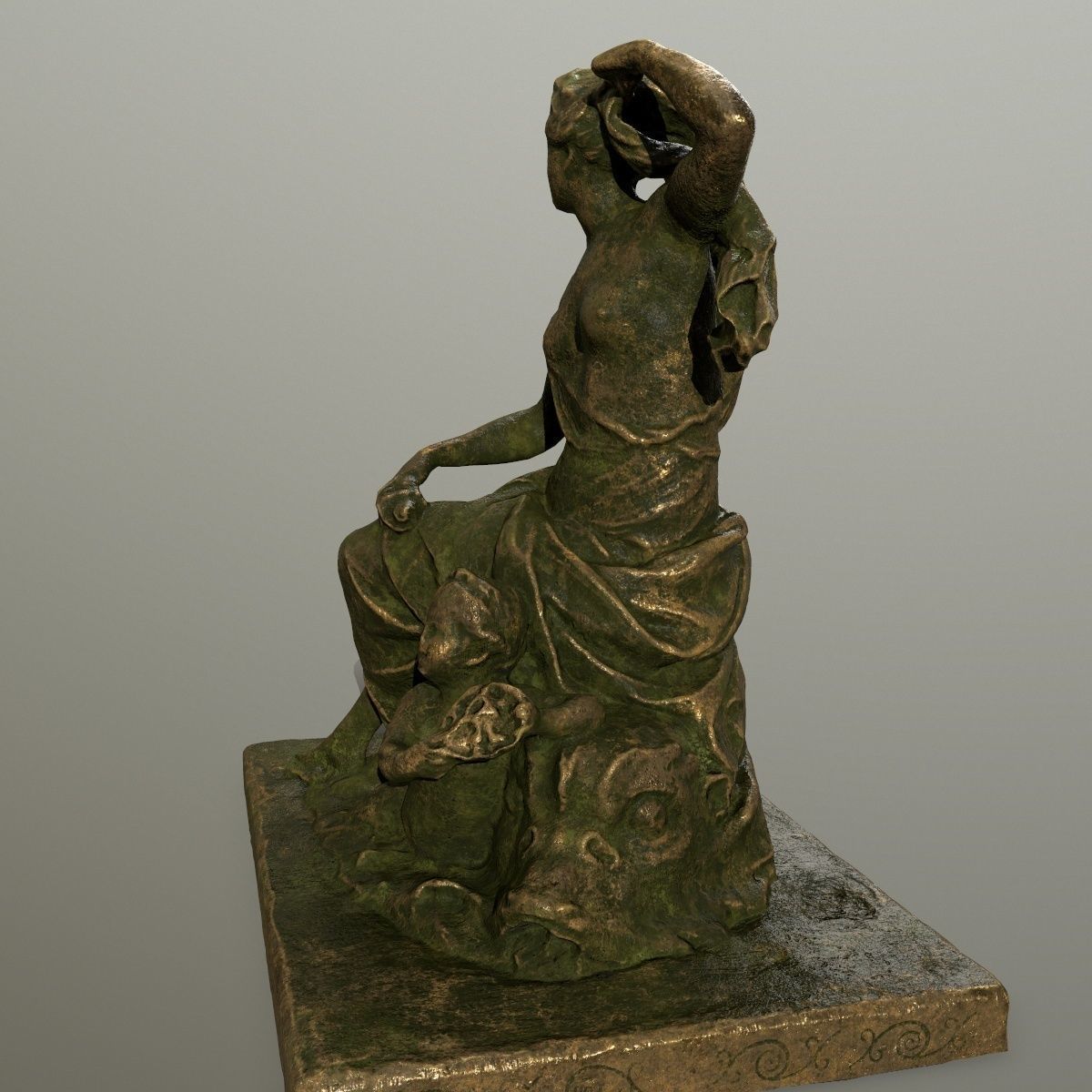 statue 5 of woman holding child Low-poly 3D model_8