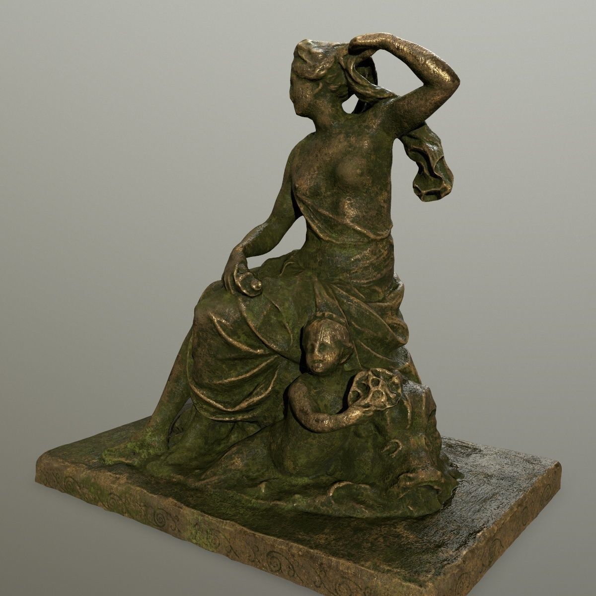 statue 5 of woman holding child Low-poly 3D model_9