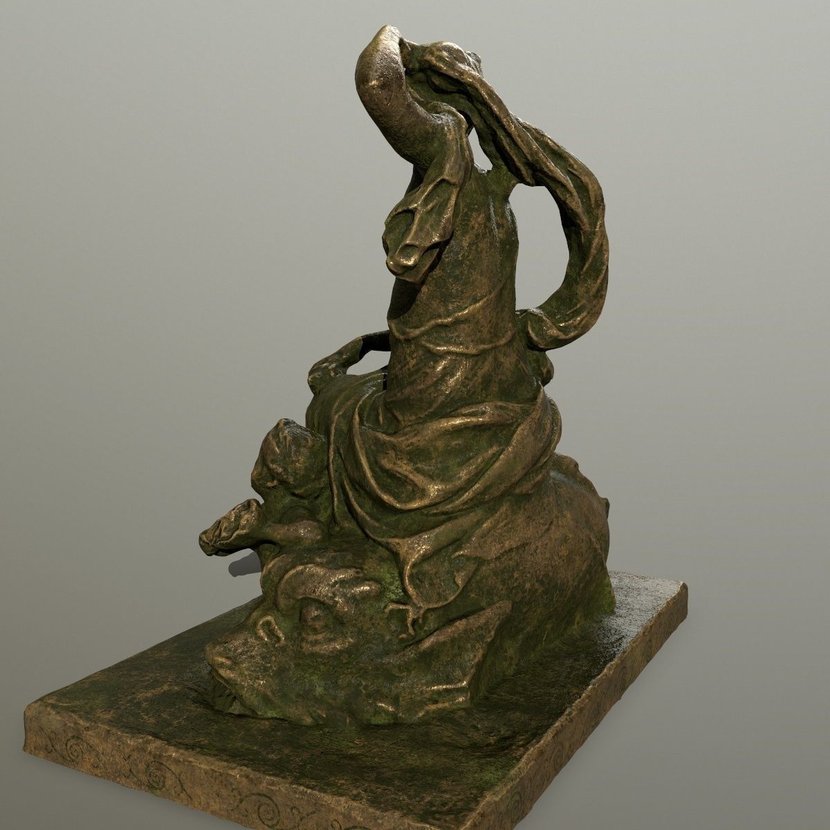 statue 5 of woman holding child Low-poly 3D model_7