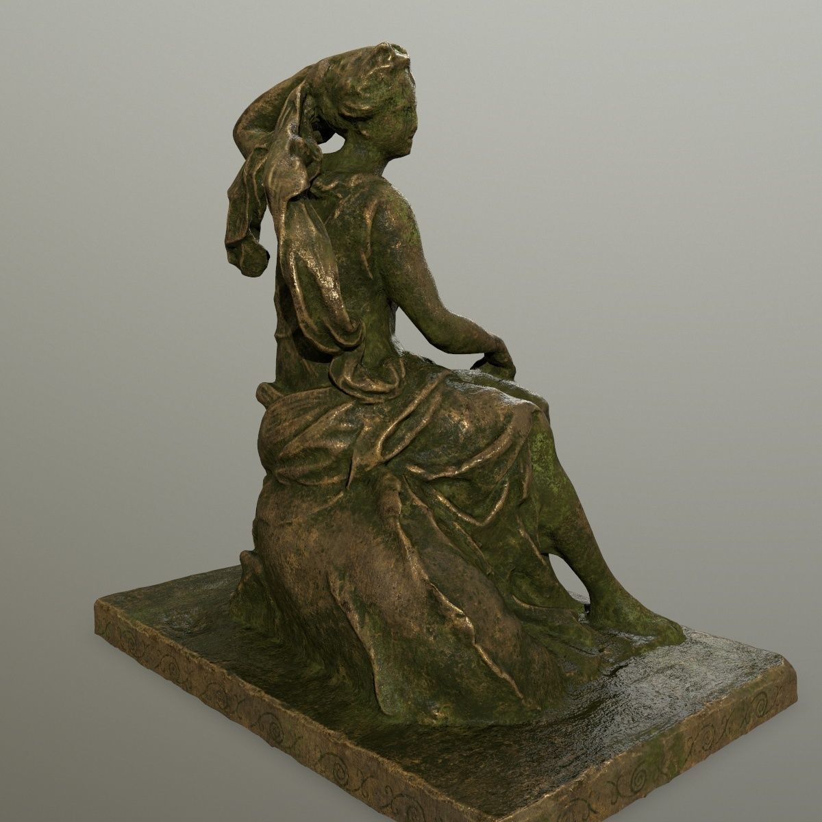 statue 5 of woman holding child Low-poly 3D model_5