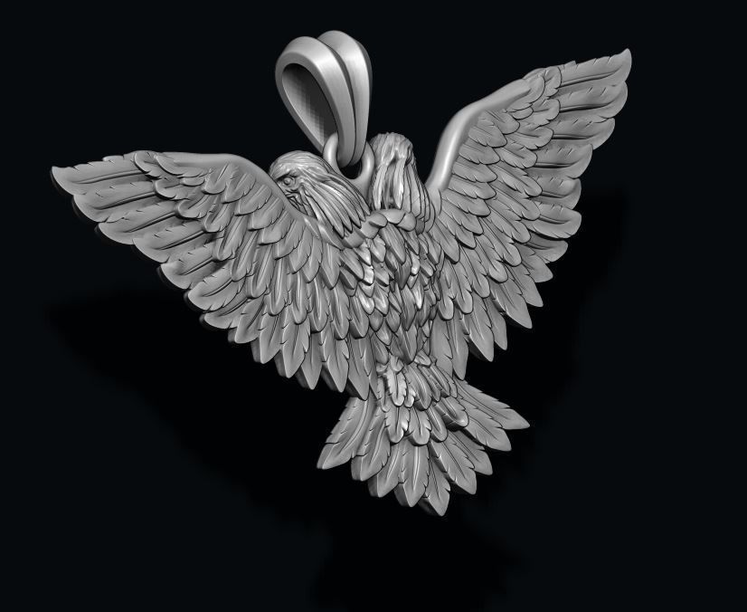 two-headed eagle pendant 3D print model_2