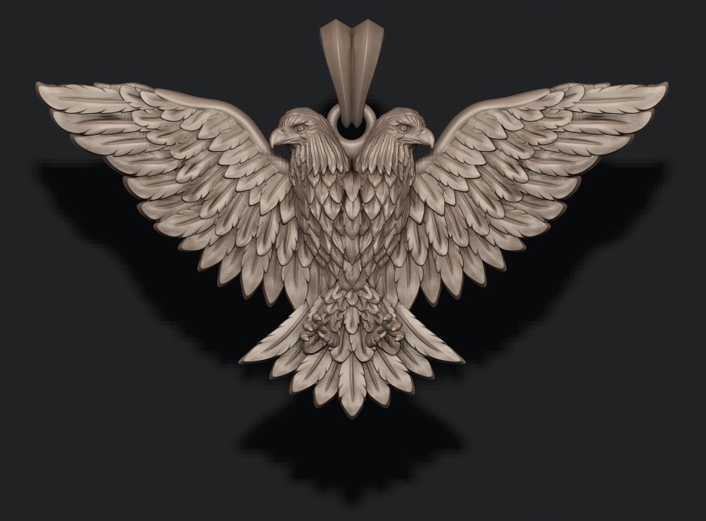 two-headed eagle pendant 3D print model_1