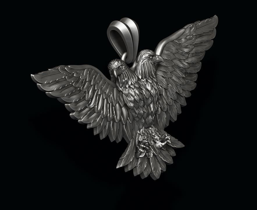 two-headed eagle pendant 3D print model_9