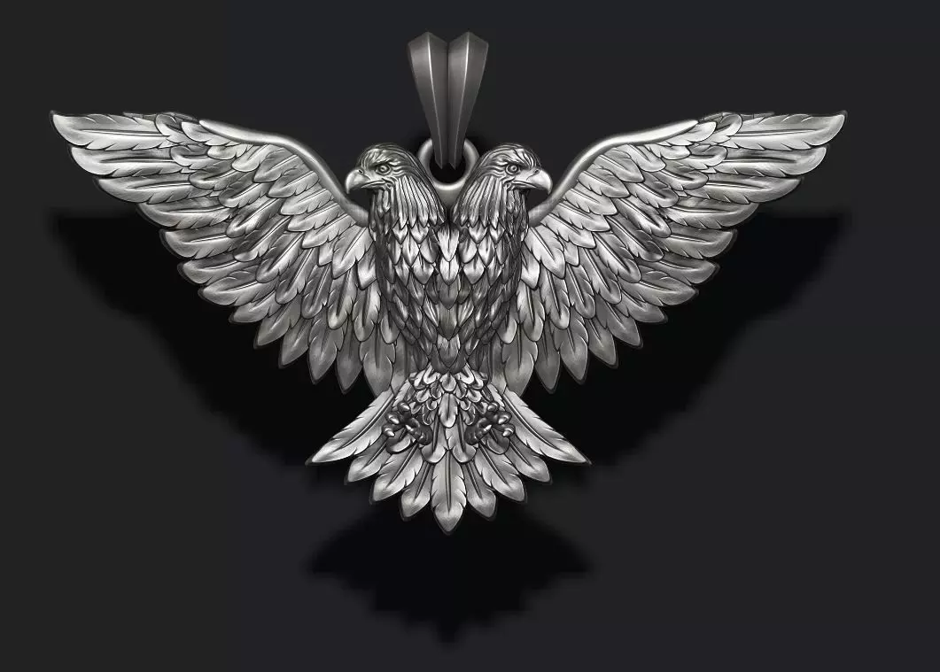 two-headed eagle pendant 3D print model_0