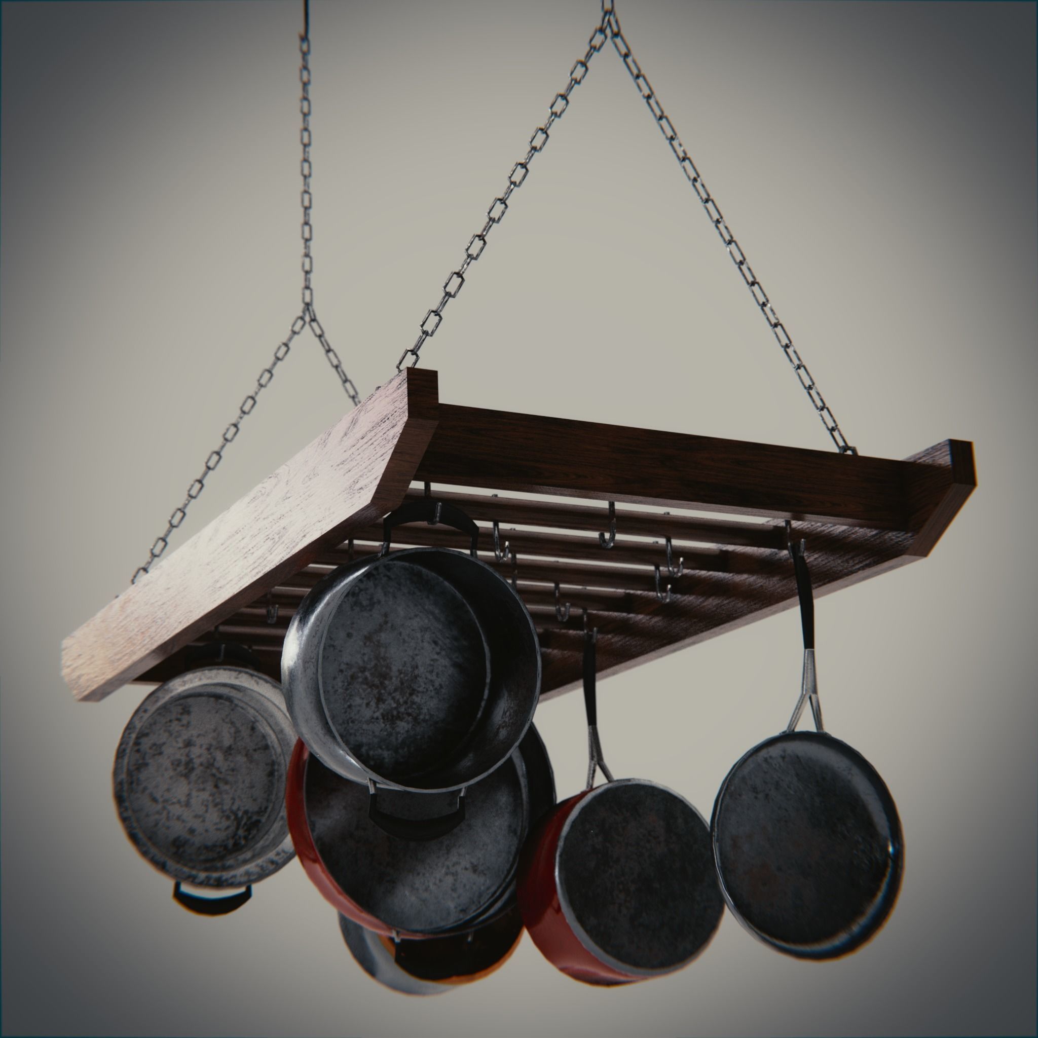Game Ready Cooking Pot and Pan Set Low-poly 3D model_1