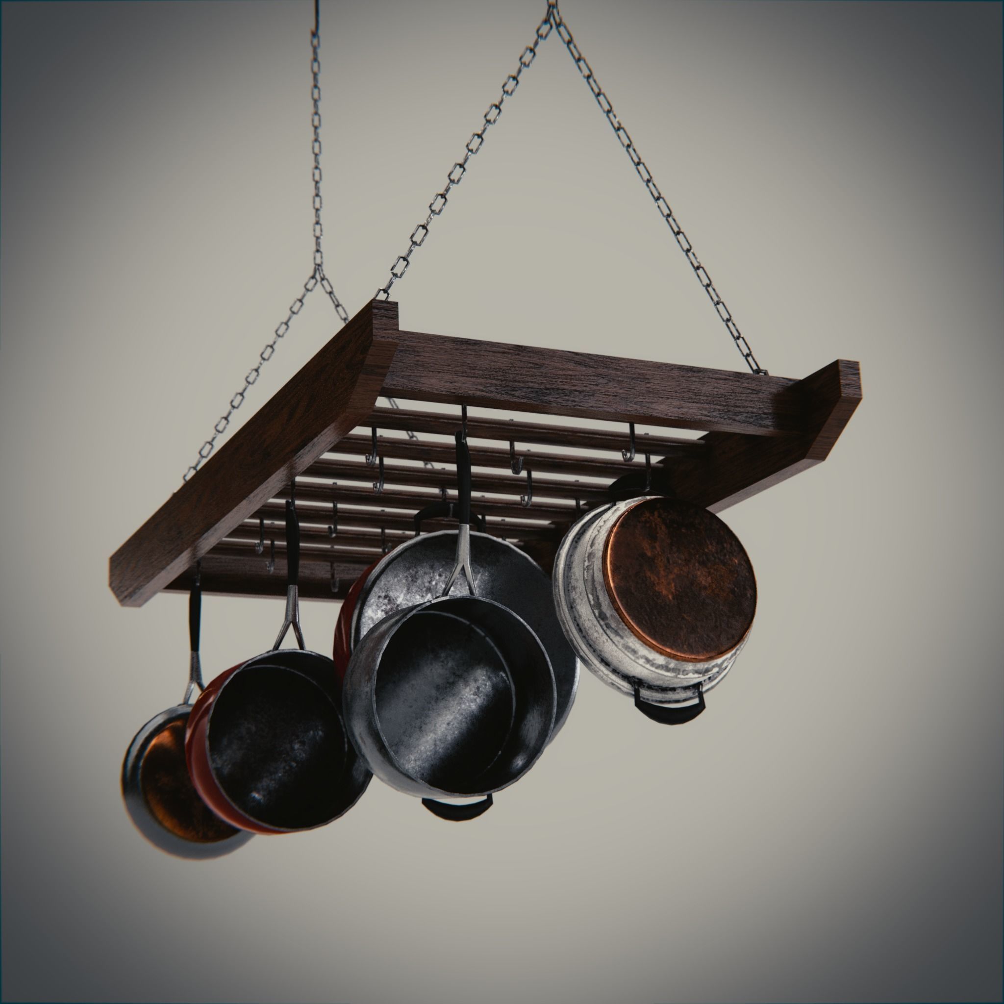 Game Ready Cooking Pot and Pan Set Low-poly 3D model_2
