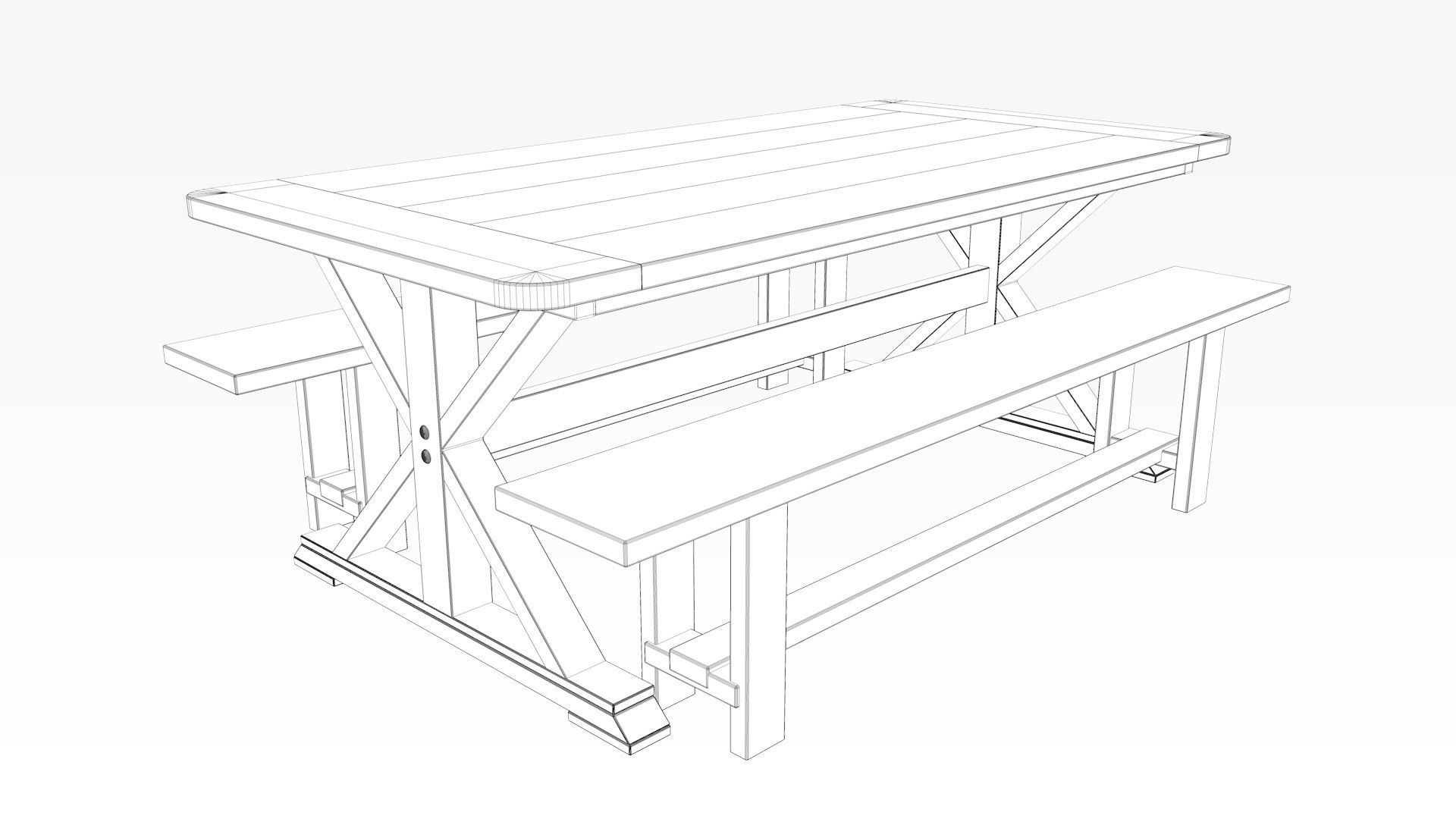 Farm Table 3D model_7