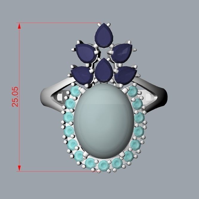  Women ring with gems 3dm stl vintage 3D print model_13
