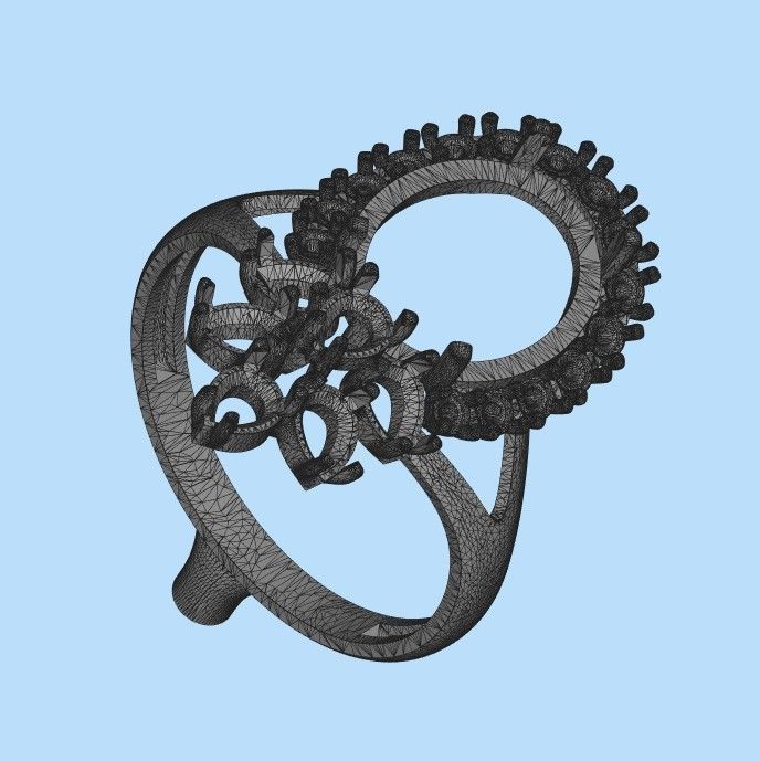  Women ring with gems 3dm stl vintage 3D print model_22