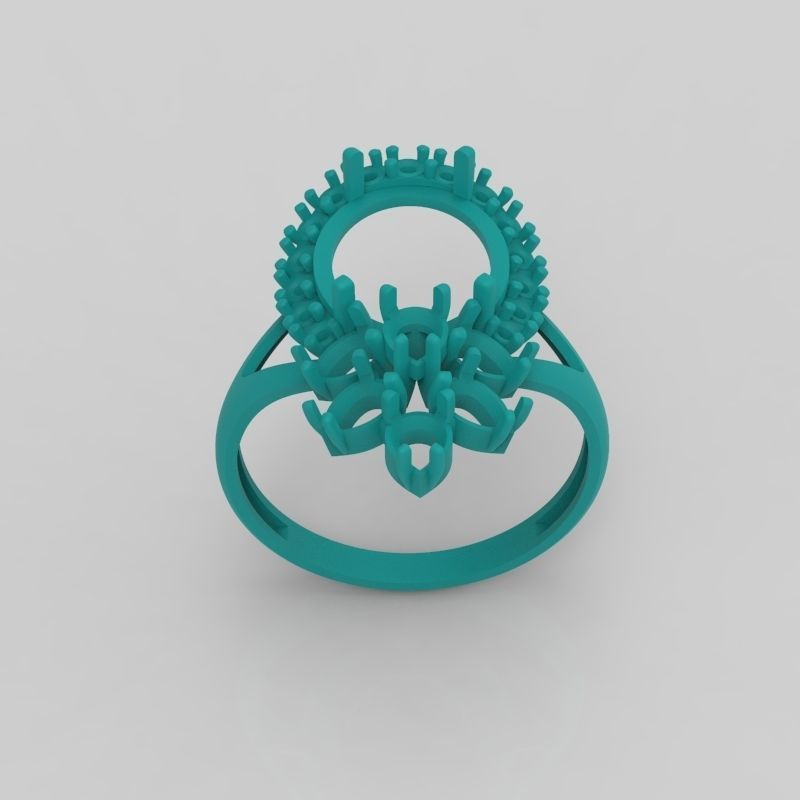  Women ring with gems 3dm stl vintage 3D print model_11