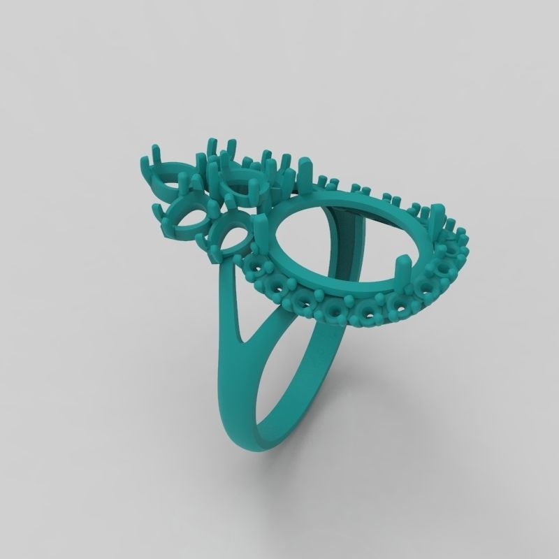  Women ring with gems 3dm stl vintage 3D print model_8