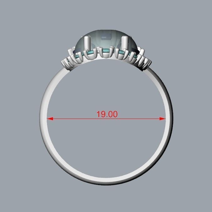  Women ring with gems 3dm stl vintage 3D print model_12