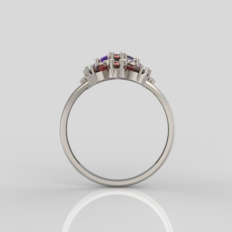  Women ring with gems 3dm stl vintage 3D print model_5