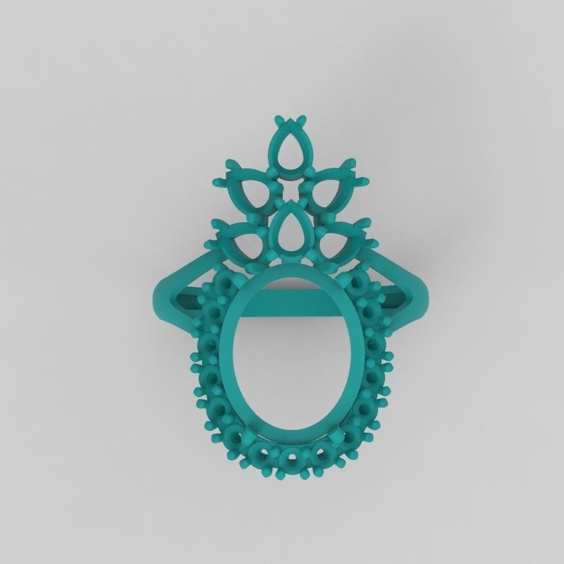  Women ring with gems 3dm stl vintage 3D print model_9