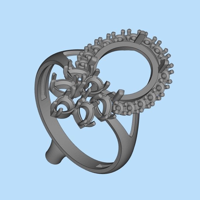  Women ring with gems 3dm stl vintage 3D print model_21