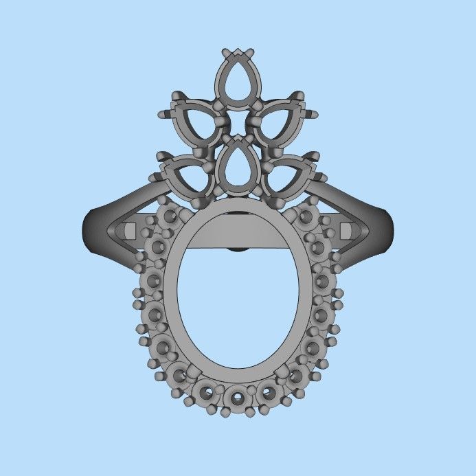  Women ring with gems 3dm stl vintage 3D print model_18