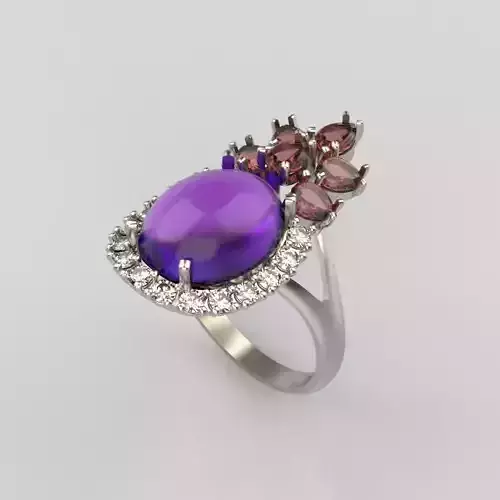  Women ring with gems 3dm stl vintage 3D print model