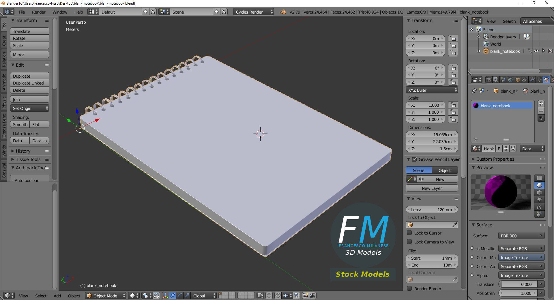 Blank notebook 3D model_9
