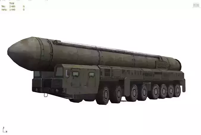 Topol-M military rocket launcher Low-poly 3D model