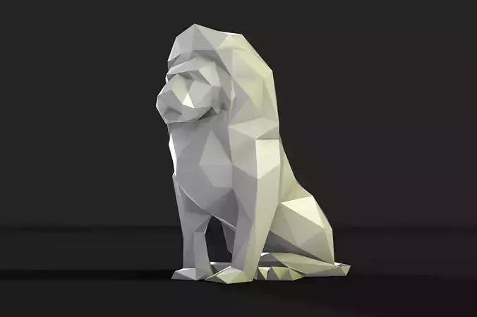 lion 2 polygonal sculpture of