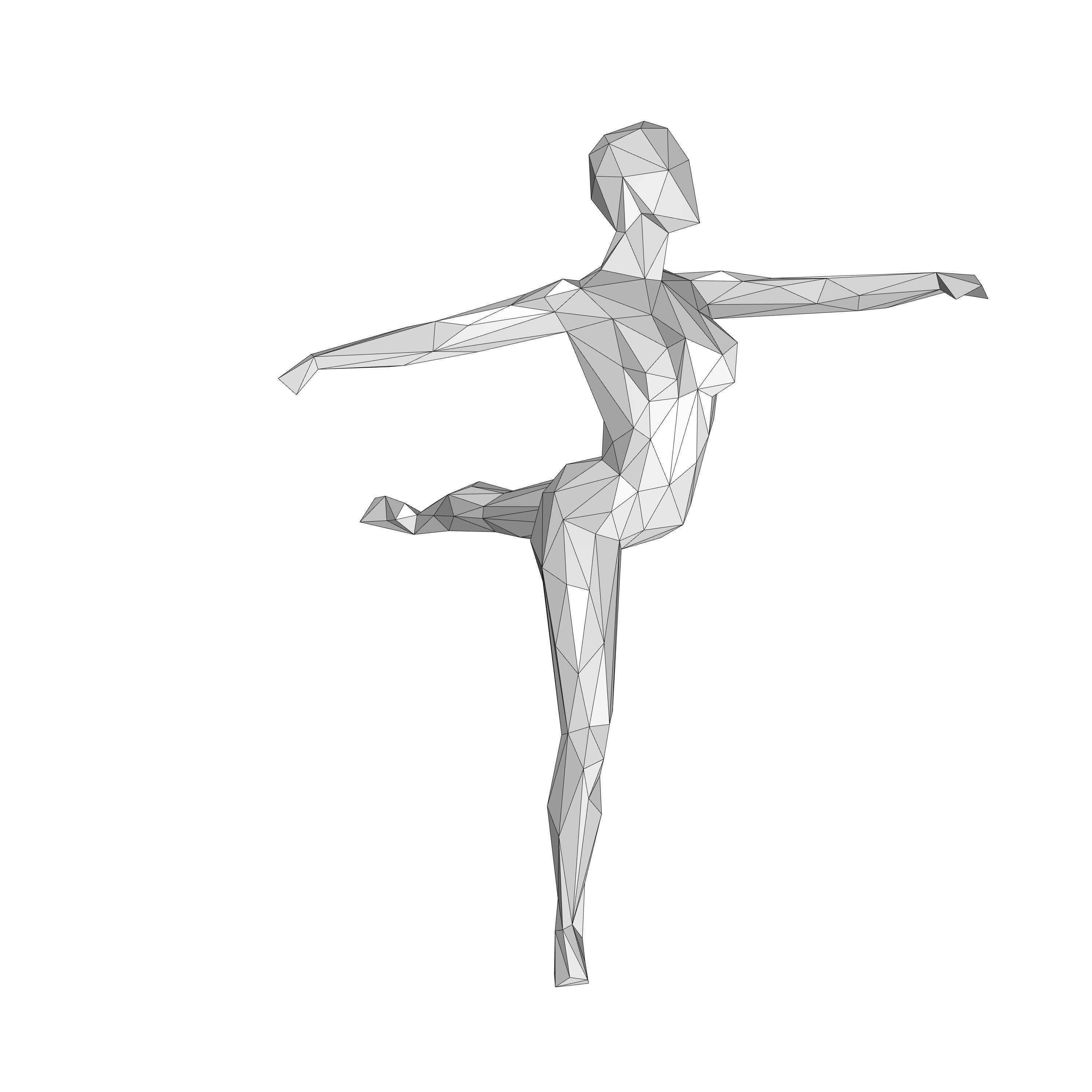 Dancing figure 2 low poly  3D print model_4