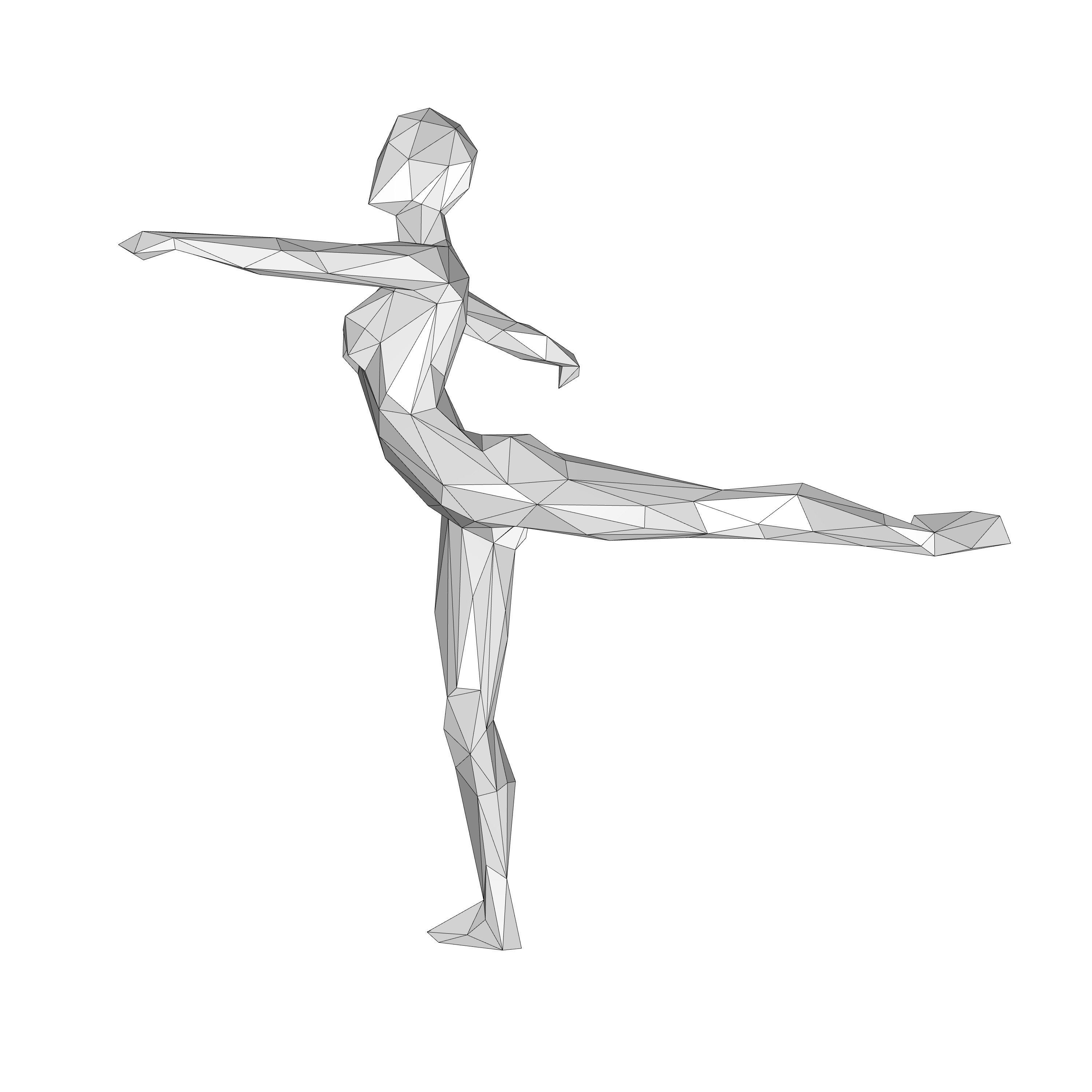 Dancing figure 2 low poly  3D print model_3