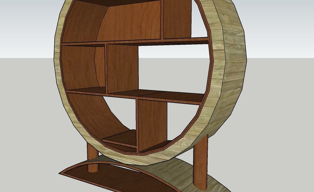 bookshelf wooden bookcase with shelves 3D model_2
