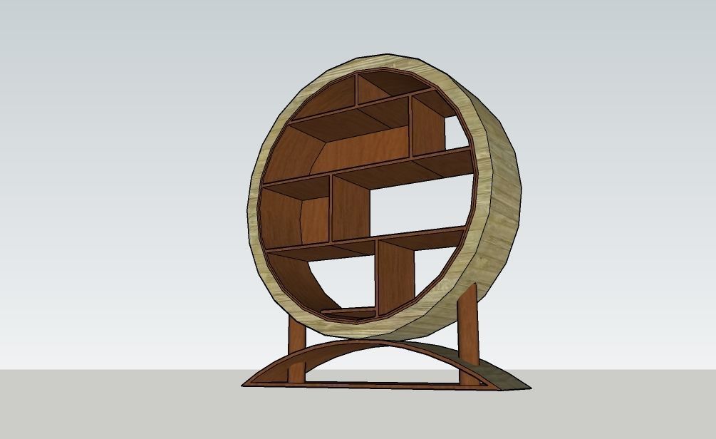 bookshelf wooden bookcase with shelves 3D model_1