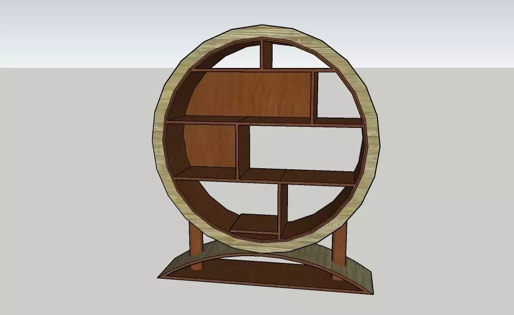 bookshelf wooden bookcase with shelves 3D model_0