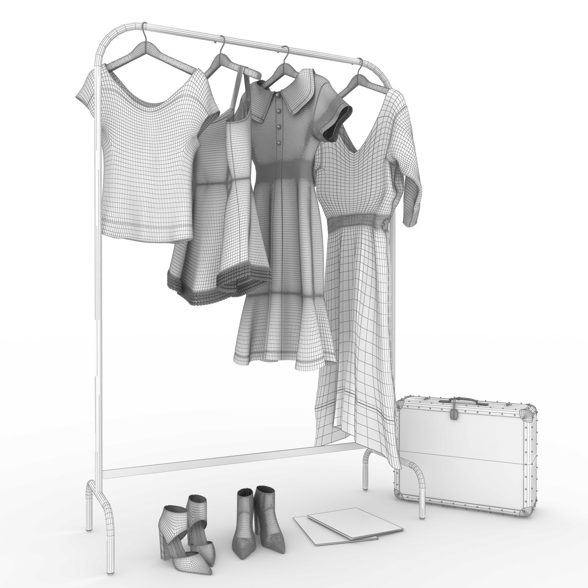 Clothes and shoes 3D model_2