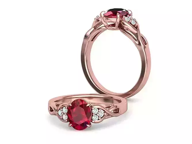 Oval 8mmx6mm Stone Engagement ring 3dmodel   N0259 3D print model