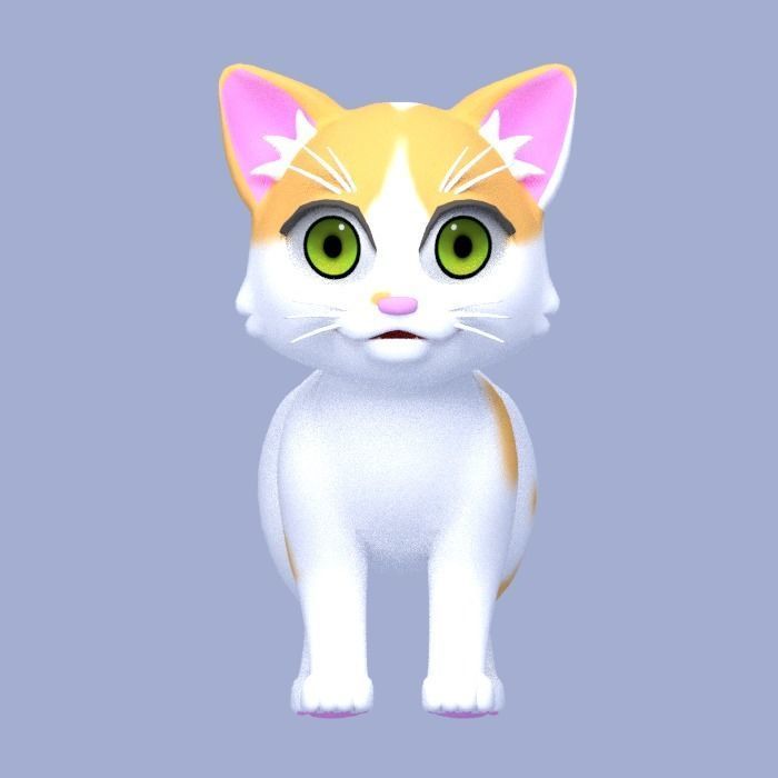 Cartoon Cat Low-poly 3D model_1