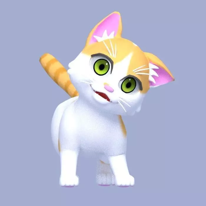 Cartoon Cat Low-poly 3D model_0