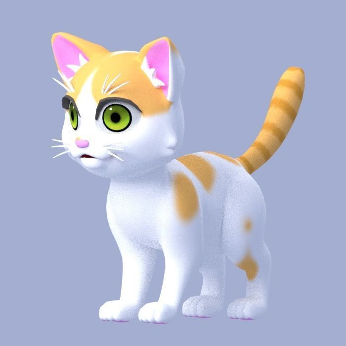 Cartoon Cat Low-poly 3D model_2