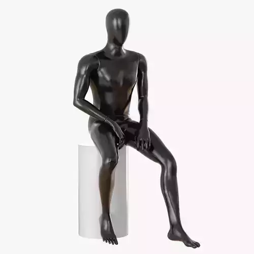 Faceless sitting male mannequin 22 3D model