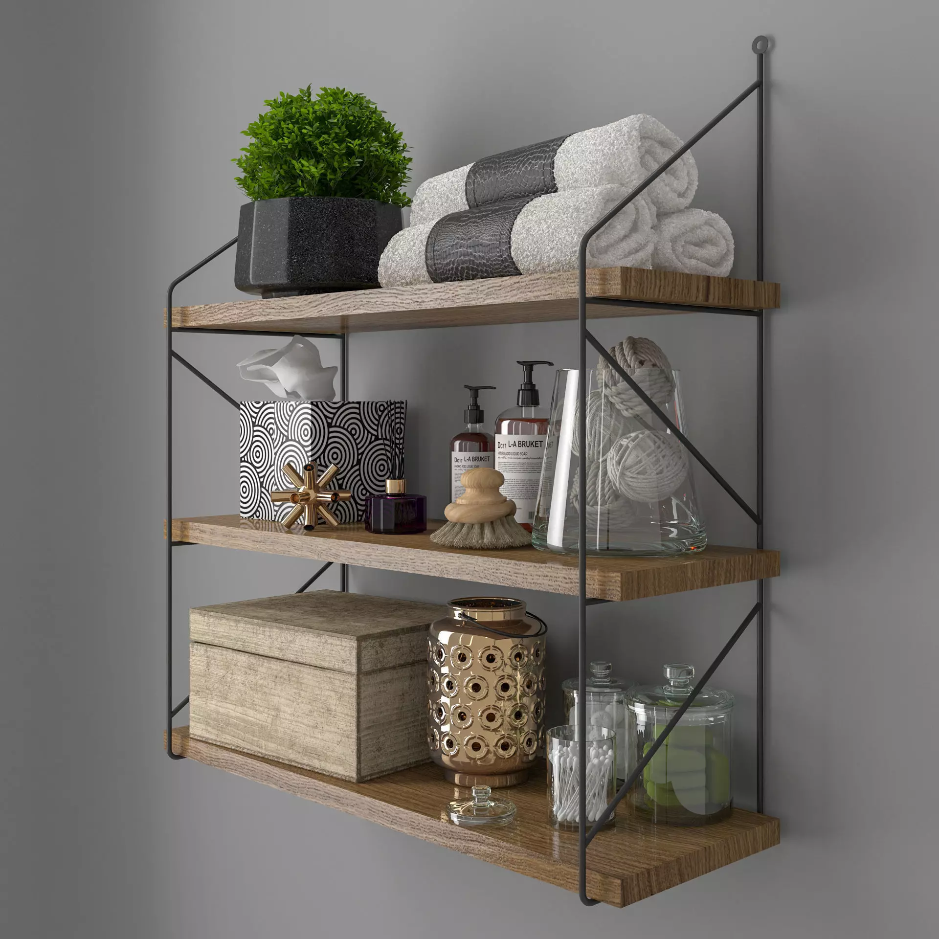 Decorative set 1 bathroom shelf 3D model_0