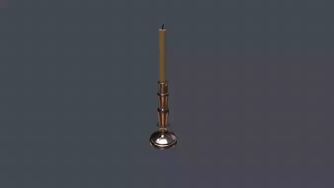 Game Ready Candlestick lamp with candle Low-poly 3D model