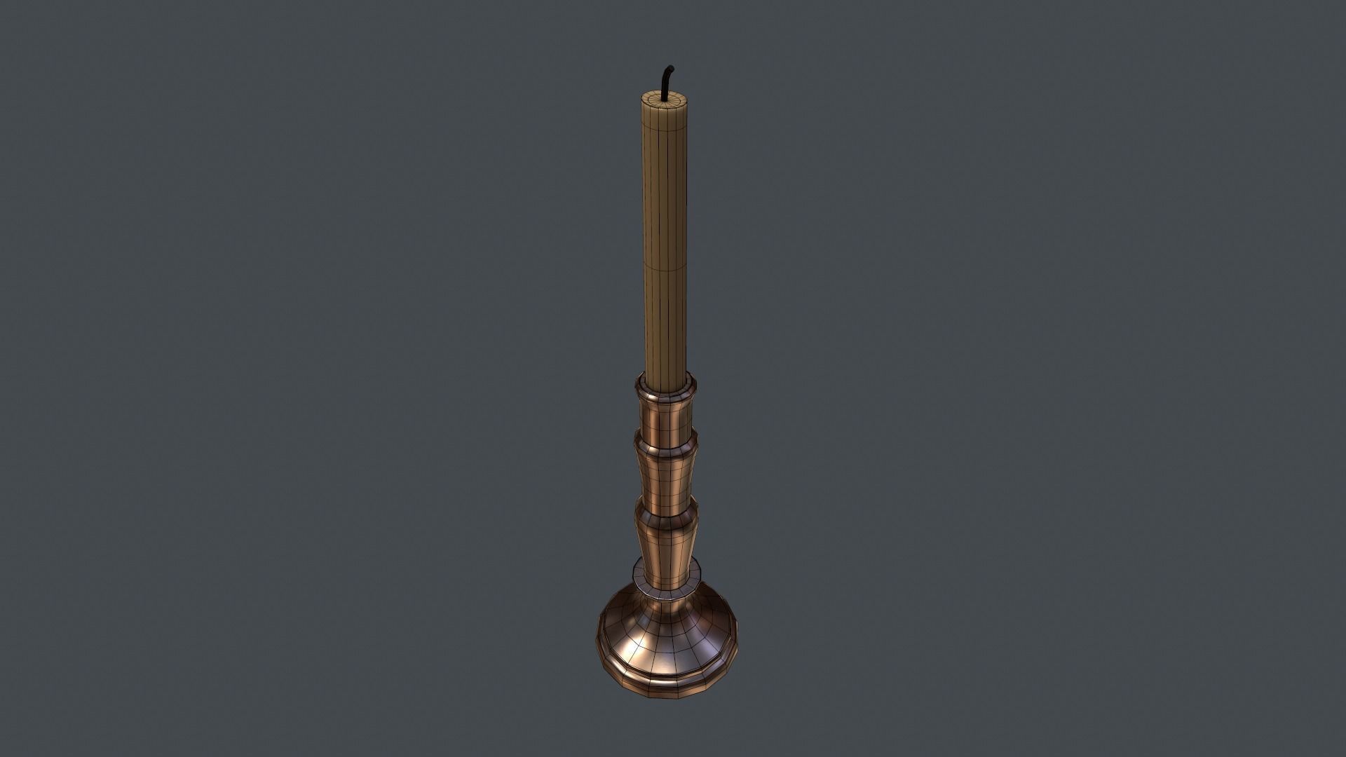 Game Ready Candlestick lamp with candle Low-poly 3D model_6