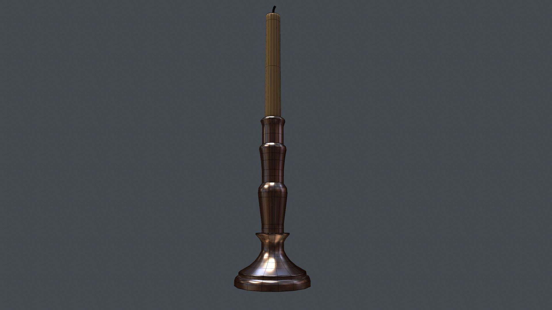 Game Ready Candlestick lamp with candle Low-poly 3D model_5
