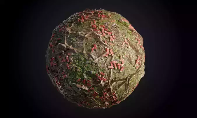 Ground Forrest Roots Grass Seamless PBR Texture