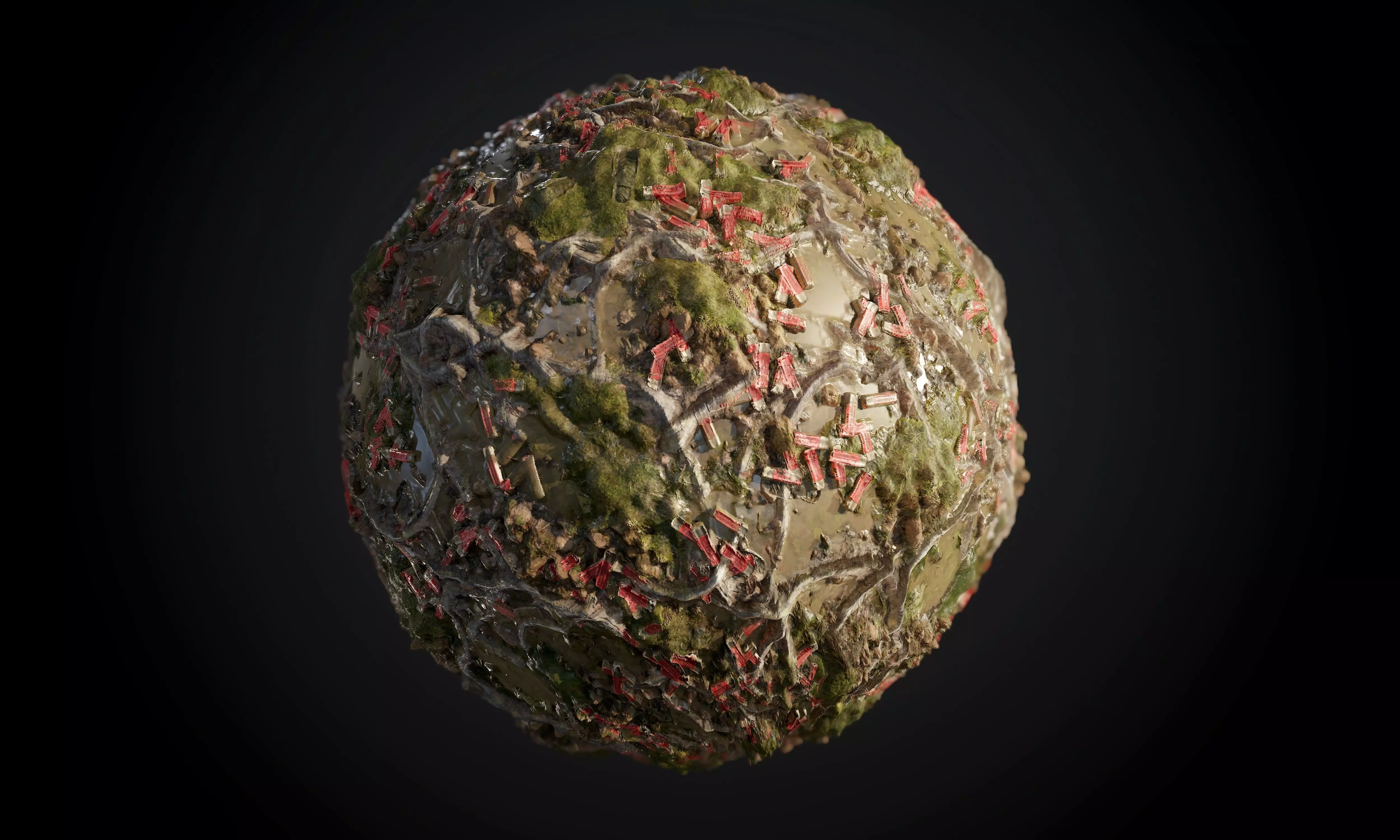 Ground Forrest Roots Grass Stone Seamless PBR Texture Texture_0